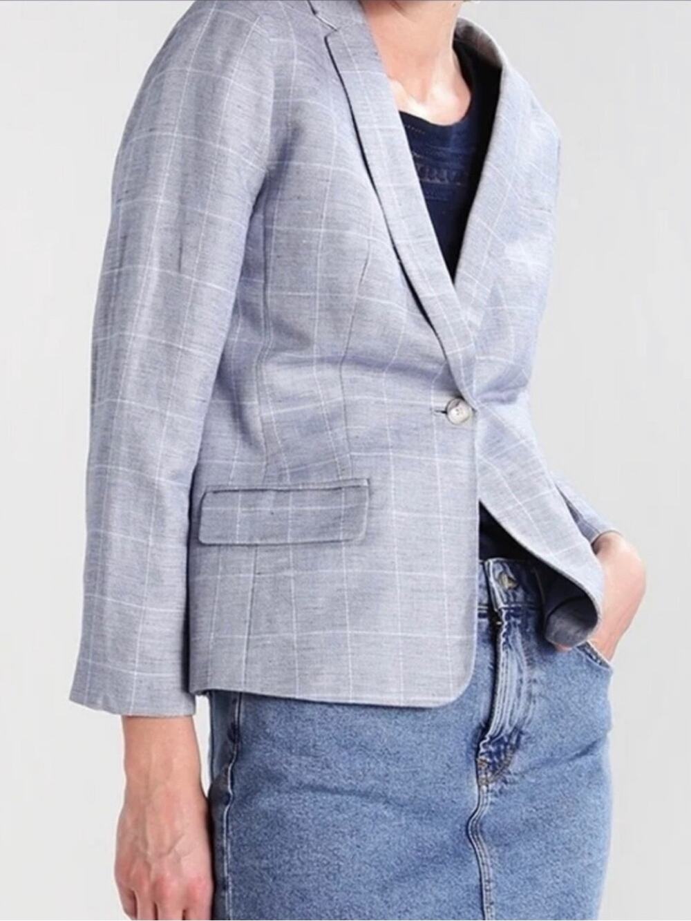 Banana Republic Light Blue Windowpane Blazer Size 6P